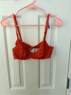 aerie Lace Underwire Bralette in Orange-Red